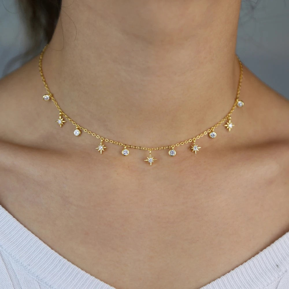 Gold North Star Choker Necklace - Main Image