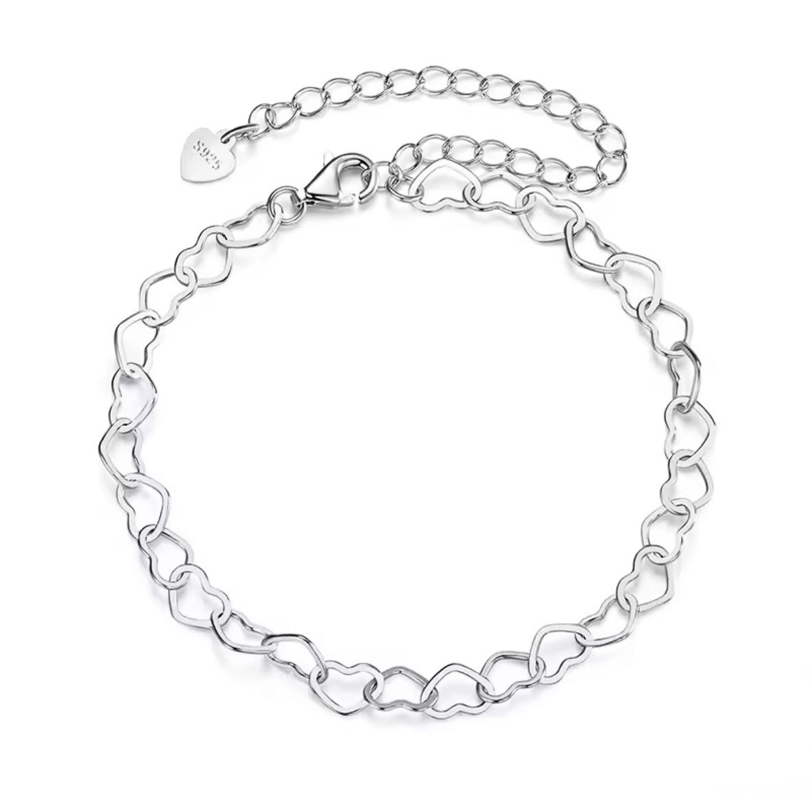 silver hearts interlink bracelet