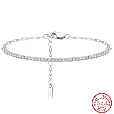 Delicate Cubic Zirconia Chain Bracelet- Silver