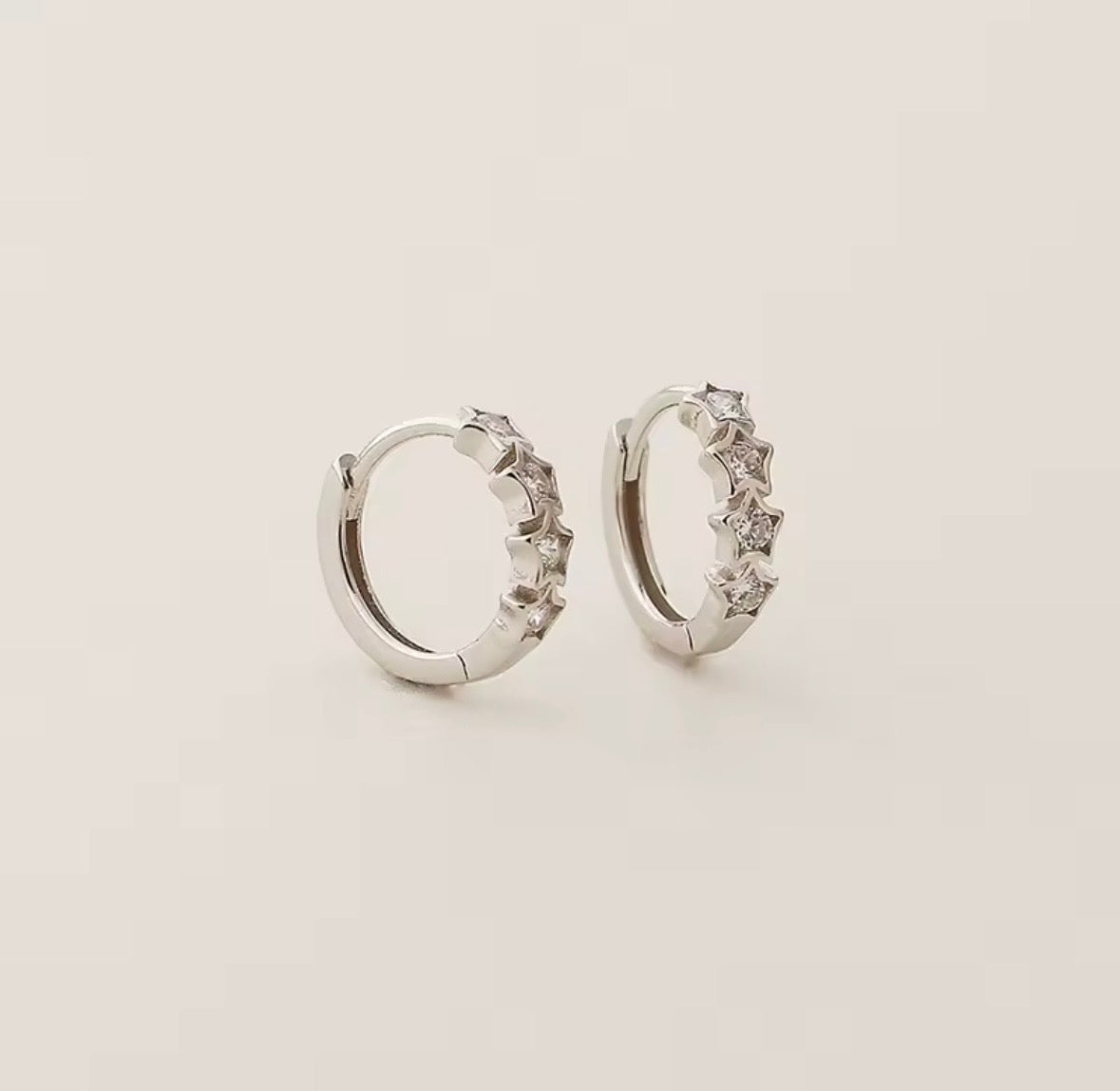  tiny  silver star huggie hoop earrings